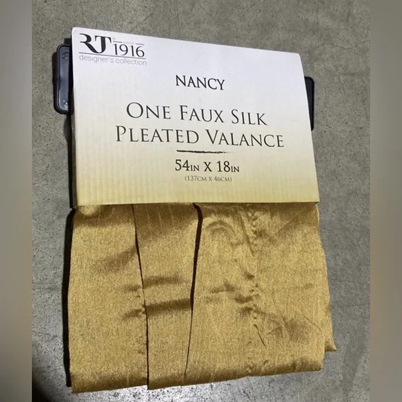 Nancy Faux Silk Pleated Rod Pocket Valance - 54 x 18 in. Gold Set of 4 NEW - Picture 3 of 4